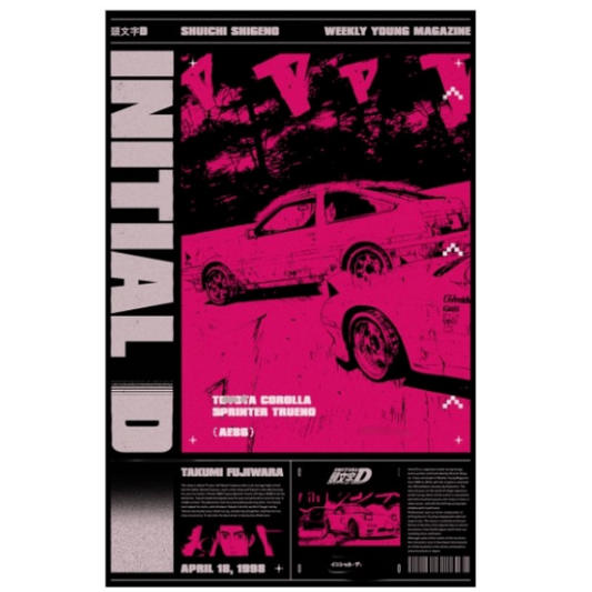 Japanese retro initial D poster