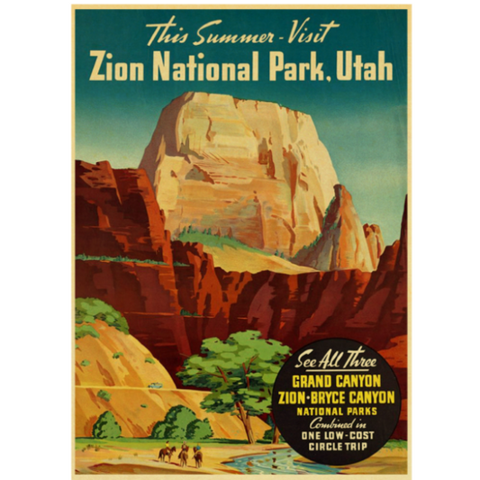 Vintage Zion National park poster