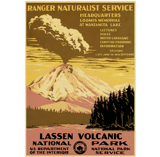 Vintage Lassen National park poster